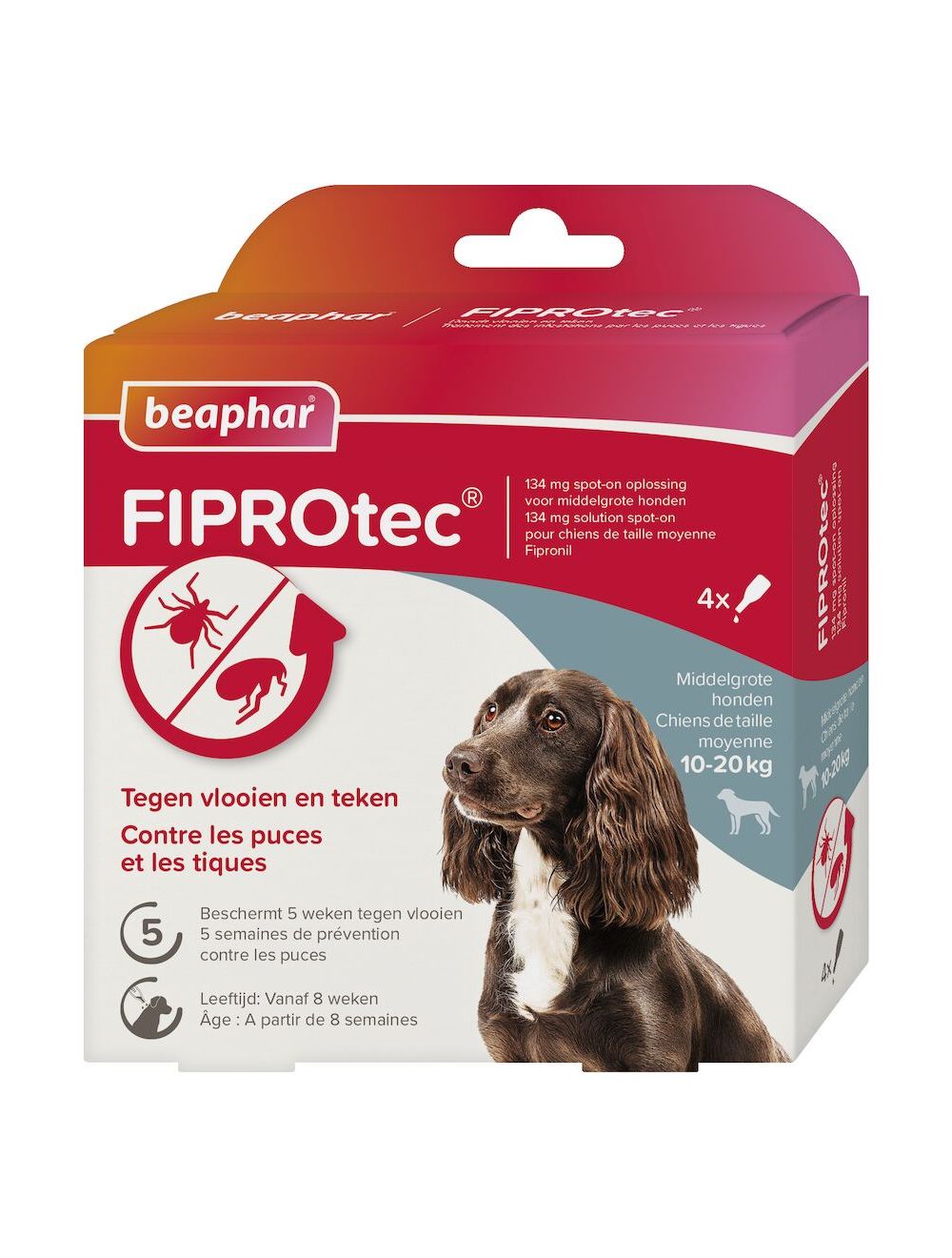 Beaphar Fiprotec for dogs against ticks and fleas 10 20 kg 4 x 1.34 ml pipettes