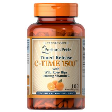 Puritan's Pride Time Release C-Time 1500mg With Rose Hips Vitamin C 100 tablets 2802