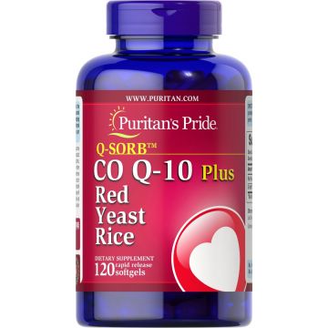 Puritan's Pride Co Q 10 Plus Red Yeast Rice 120 Softgels 17045