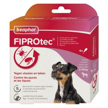 Beaphar Fiprotec for dogs 2-10 kg against ticks and fleas 4 x 0.67 ml pipettes