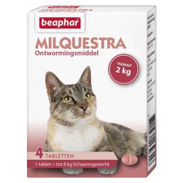 Beaphar Milquestra worm tablets cat 4 tablets from 2 - 12 kg