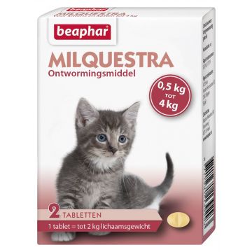 Beaphar Milquestra worm tablets small cat/kitten 2 tablets 0.5 kg to 4 kg