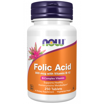 NOW Folic acid 800 mcg with vitamin B12 250 tablets