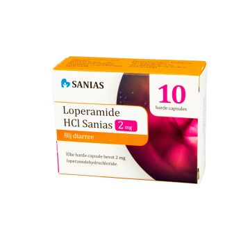 Sanias Loperamide HCI 2mg Diarrhea Inhibitor 10 Hard Capsules