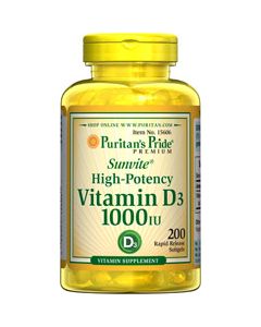 Puritan's Pride Vitamin D3 1000 IE 200 Softgels 15606