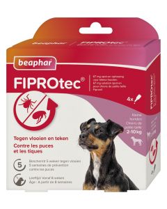 Beaphar Fiprotec for dogs 2-10 kg against ticks and fleas 4 x 0.67 ml pipettes