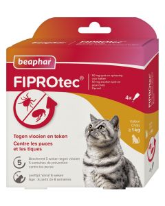 Beaphar Fiprotec for cats > 1 kg against ticks and fleas 4 x 0.50 ml pipettes