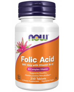 NOW Folic acid 800 mcg with vitamin B12 250 tablets