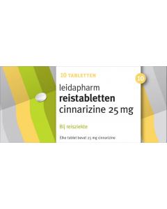 Leidapharm reistabletten cinnarizine 25 mg 10 tabletten