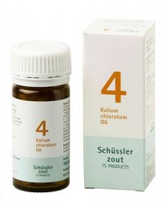 Schussler zout pfluger nr 4 Kalium Chloratum D6 100 Tabletten Glutenvrij